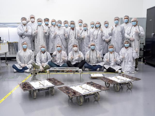 NASA image: CADRE ATLO Team Presents Completed Rovers