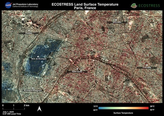 NASA image: ECOSTRESS Captures Paris During Europe Heat Wave