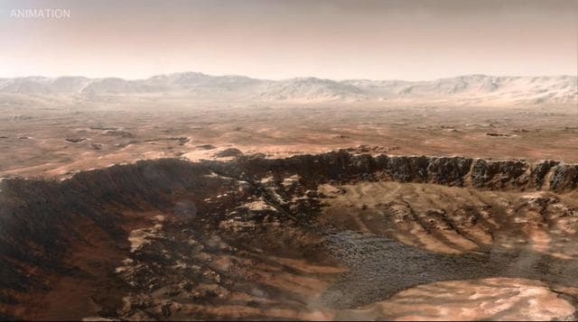 NASA image: Water Enters Jezero Crater Billions of Years Ago (Artist's Concept)