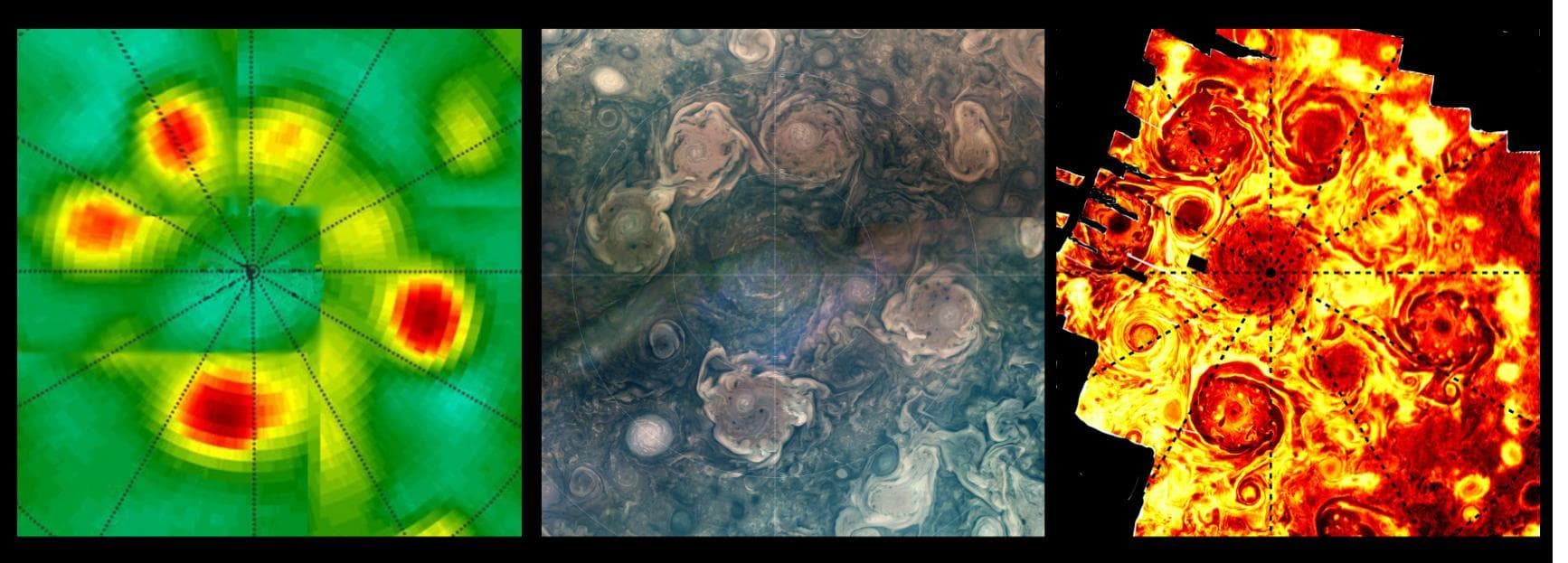 NASA image: NASA's Juno Catches 3 Waves of Jupiter's Polar Cyclones
