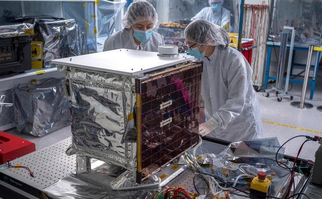 NASA image: Farside Seismic Suite Before Testing at JPL