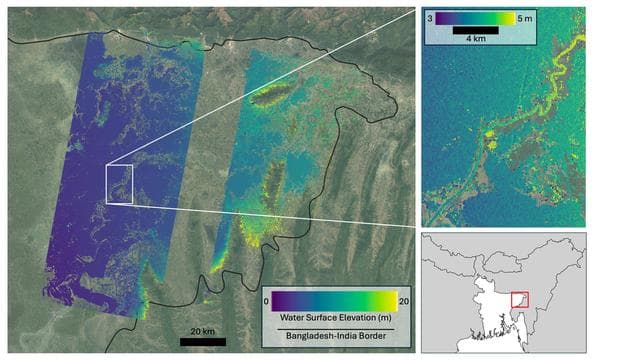 NASA image:  SWOT Captures Flooding in Bangladesh