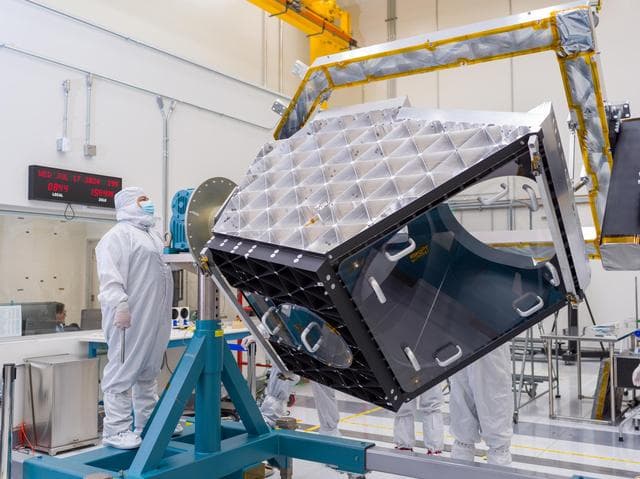 NASA image:  NEO Surveyor's Telescope Optical Bench Under Construction at JPL