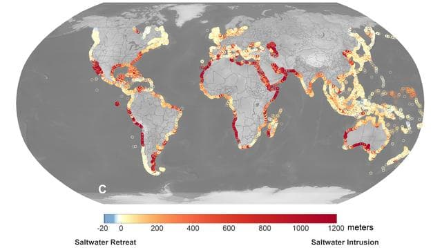 NASA image: Projections of Saltwater Intrusion in Coastal Watersheds by 2100