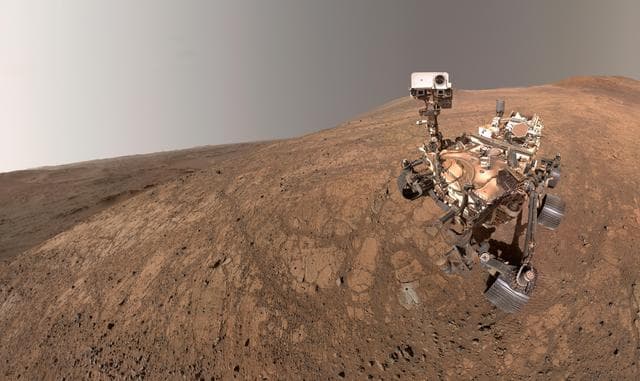 NASA image: Dust Devil Photobombs Perseverance's Selfie