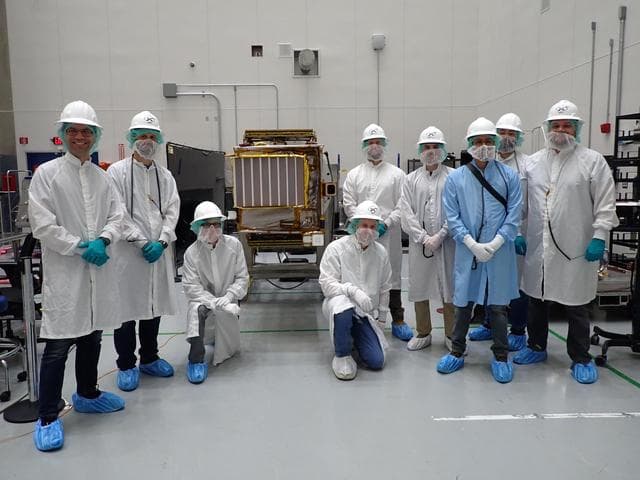 NASA image: NASA's Lunar Trailblazer Team Members Pose With Spacecraft