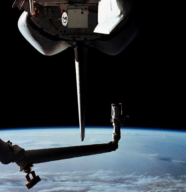 NASA image: View of the Columbia's open payload bay and the Canadian RMS