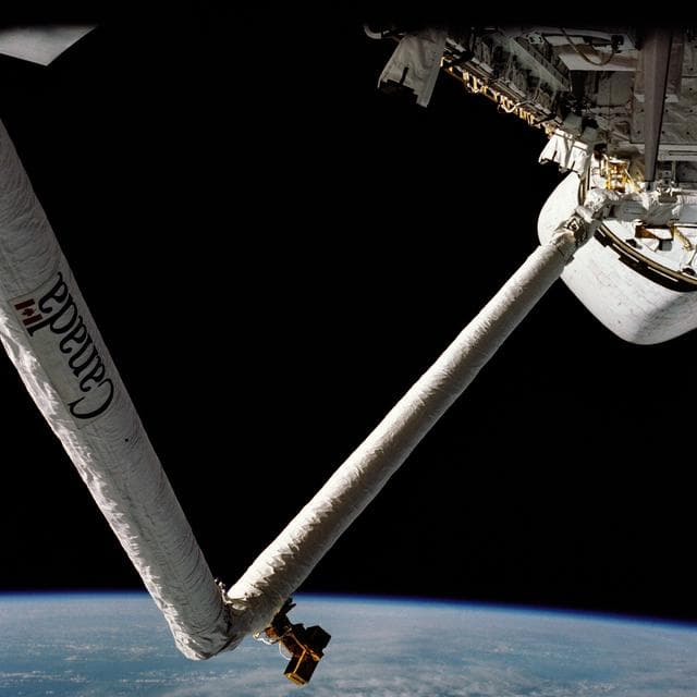 NASA image: View of the Columbia's remote manipulator system (RMS)