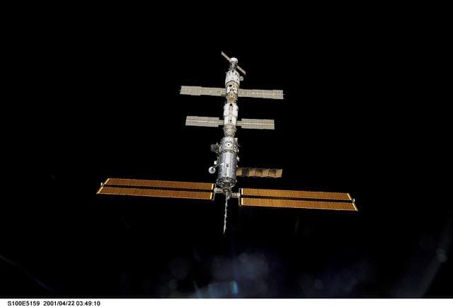 NASA image: Nadir view of the ISS taken during the approach of Endeavour during STS-100