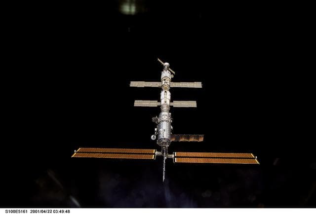 NASA image: Nadir view of the ISS taken during the approach of Endeavour during STS-100