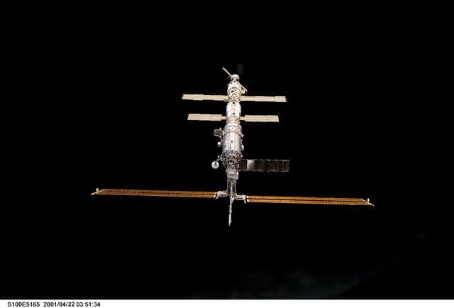 NASA image: Nadir view of the ISS taken during the approach of Endeavour during STS-100