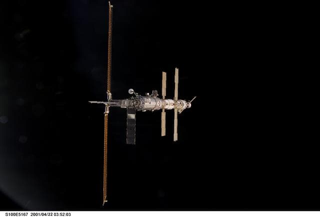 NASA image: Nadir view of the ISS taken during the approach of Endeavour during STS-100
