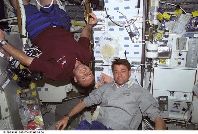 NASA image: Pilot Ashby and MS Lonchakov pose on the middeck of Endeavour