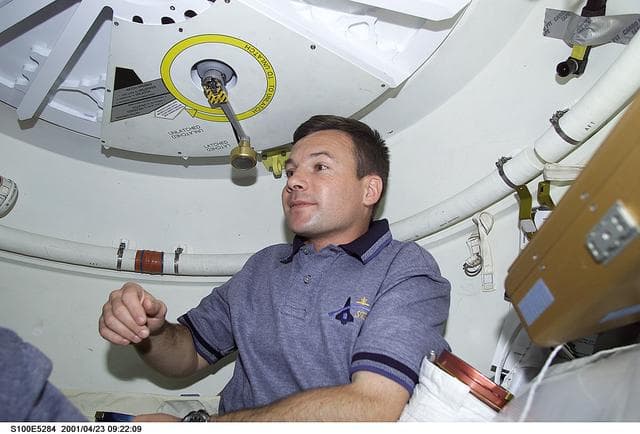 NASA image: MS Lonchakov prepares to open the PMA2 hatch leading to Destiny