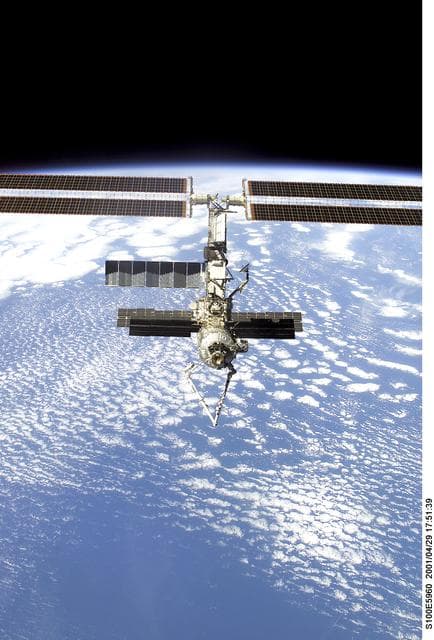 NASA image: View of the ISS taken during final flyaround of STS-100