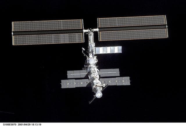 NASA image: View of the ISS taken during final flyaround of STS-100
