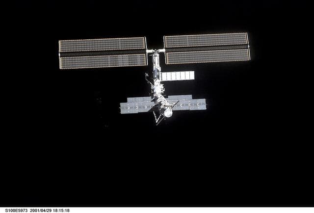 NASA image: View of the ISS taken during final flyaround of STS-100