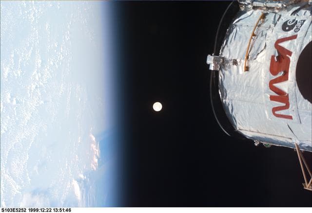 NASA image: View of the Moon, Earth and the HST