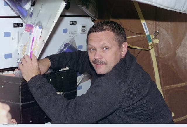 NASA image: MS Boris Morukov at work aboard Atlantis during STS-106