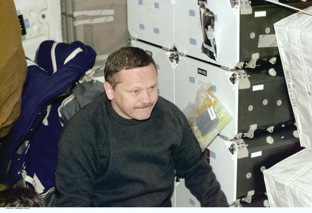NASA image: MS Boris Morukov at work aboard Atlantis during STS-106