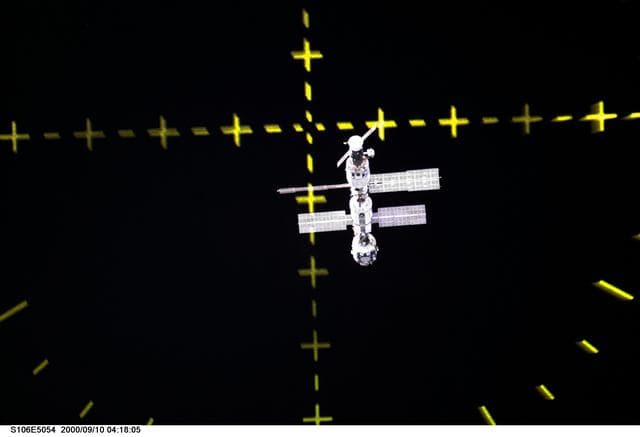 NASA image: Distant view of the ISS as OV-104 makes its initial approach during STS-106