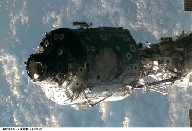 NASA image: Zarya & Node 1 as Atlantis makes its initial approach during STS-106