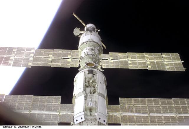 NASA image: External view of Zarya and Zvezda taken during the STS-106 mission