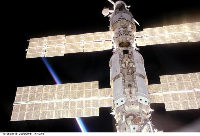 NASA image: External view of Zarya and Zvezda taken during the STS-106 mission