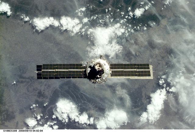 NASA image: View of the ISS as Atlantis makes its closing fly around during STS-106