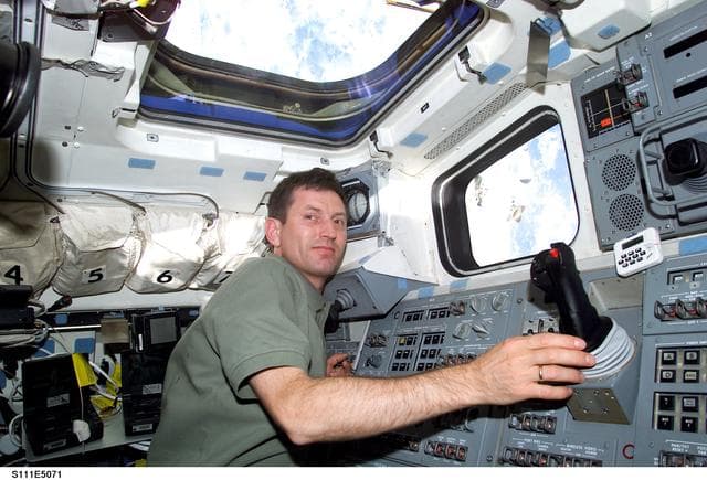 NASA image: Treschev at Endeavour's AFD RMS controls during STS-111 UF-2