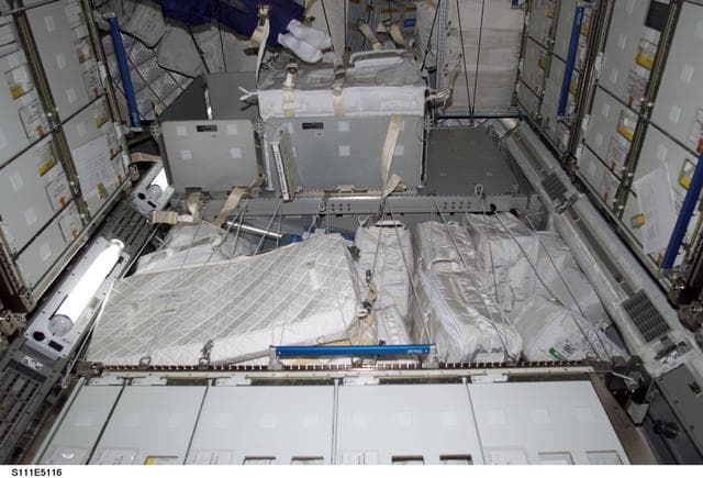 NASA image: View of stowage bags and transfer items in the Leonardo MPLM taken during STS-111 UF-2