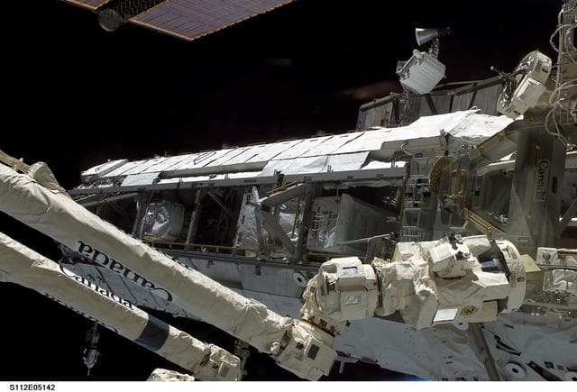NASA image: S1 truss on ISS with Canadarm2 in foreground