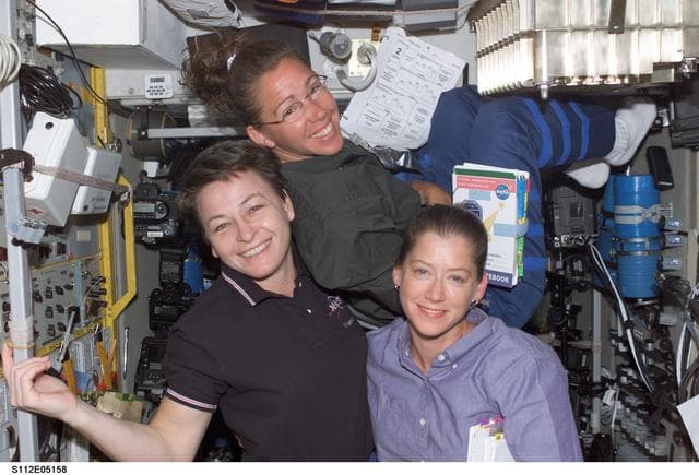 NASA image: Whitson, Melroy and Magnus in Zvezda module