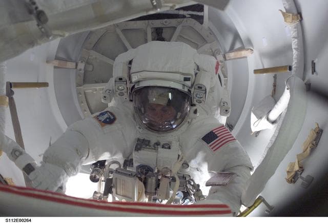 NASA image: MS Wolf prepares to egress airlock