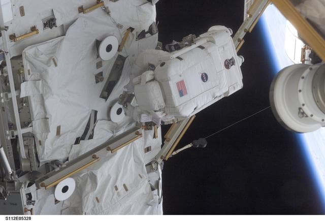 NASA image: MS Sellers on S0 truss during EVA 2