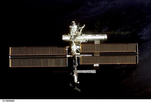 NASA image: Flyaround view of ISS forward zenith side