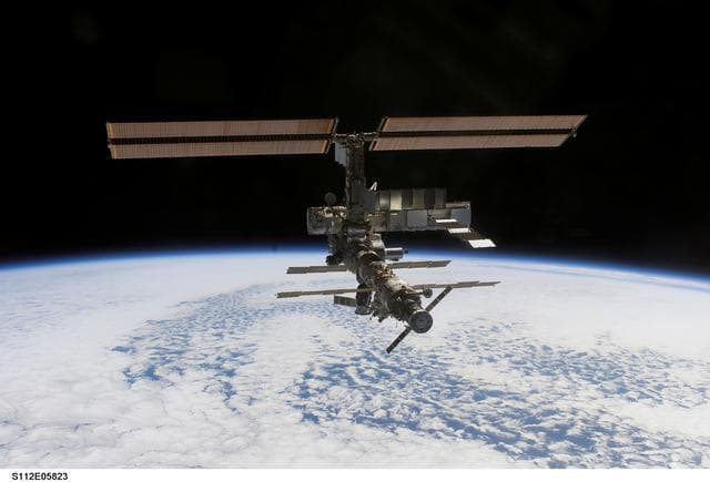 NASA image: Flyaround view of ISS zenith aft and port sides