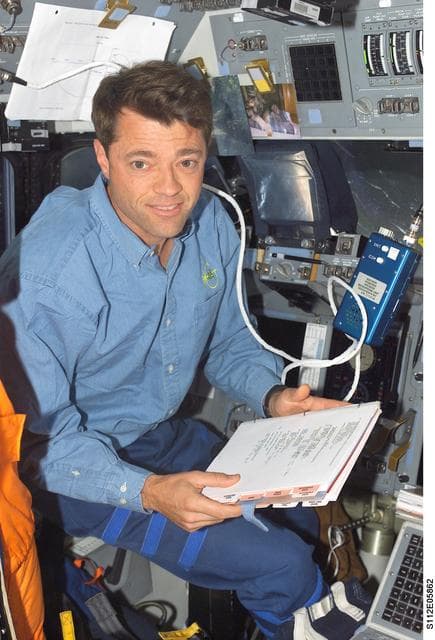 NASA image: CDR Ashby on forward flight deck after undocking