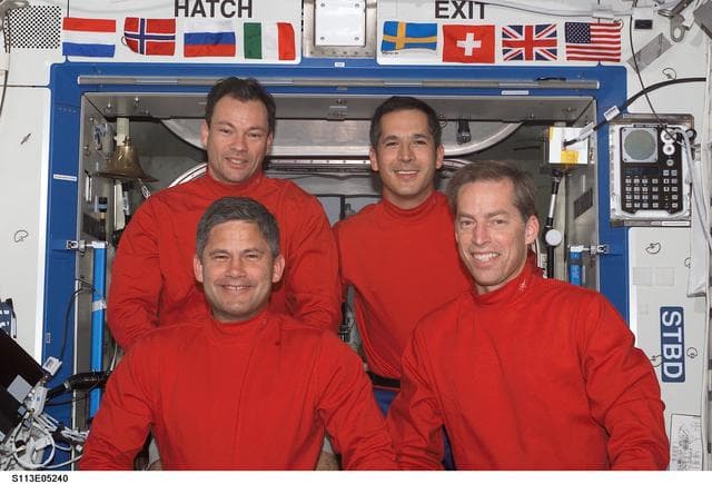 NASA image: STS-113 Crewmembers In-flight Crew Portrait taken in the U.S. Laboratory during STS-113 (11A)