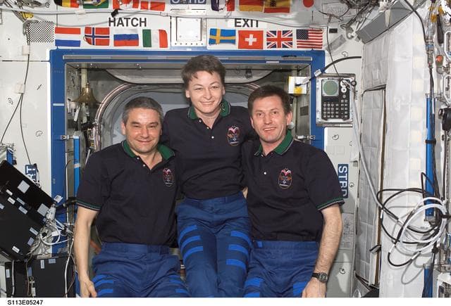 NASA image: Expedition Five Crewmembers In-flight Crew Portrait in the U.S. Laboratory during STS-113 (11A)