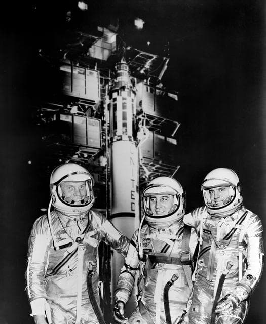 NASA image: Astronauts Glenn, Grissom and Shepard - Redstone