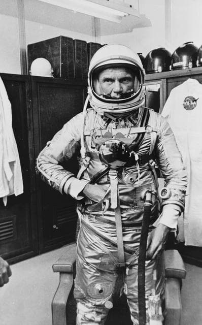 NASA image: Astronaut John Glenn poses in Mercury Space Suit