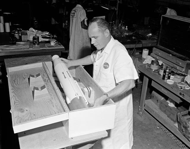 NASA image: CRAFTSMAN WORKING IN CANADA DRY BLDG.