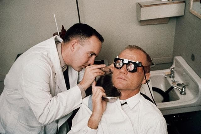 NASA image: Astronaut John Glenn tests balance mechanism performance
