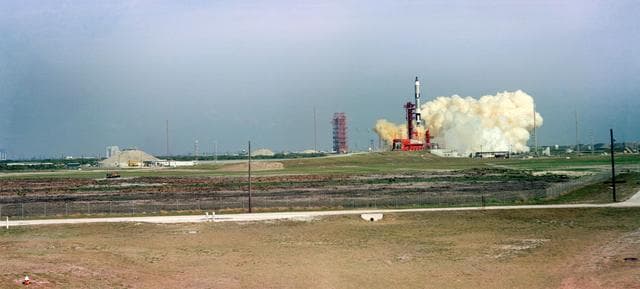 NASA image: LIFTOFF - GEMINI-TITAN (GT)-3 - DISTANT VIEW - CAPE