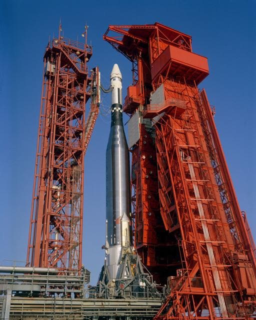 NASA image: ATLAS/AGENA - ON PAD - CAPE