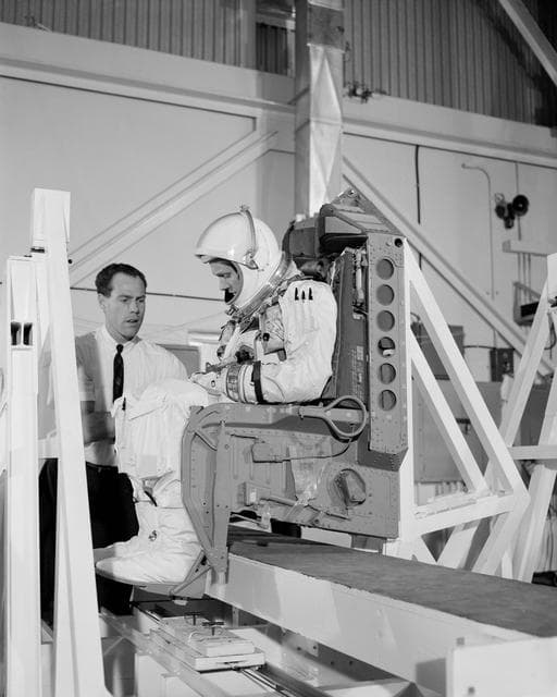 NASA image: GEMINI-TITAN (GT)-8 - WEIGHT & BALANCE TESTS - COMMAND PILOT - CAPE