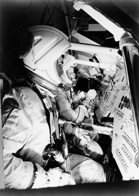 NASA image: APOLLO/SATURN (A/S) MISSION 204 (CRITICAL DESIGN REVIEW [CDR] ACTIVITY)(MOCKUP NO. 2) - ASTRONAUT EDWARD H. WHITE - TRAINING - NORTH AMERICAN AVIATION (NAA), CA