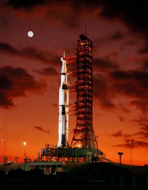 NASA image: Early morning view of Apollo 4 unmanned spacecraft on launch pad