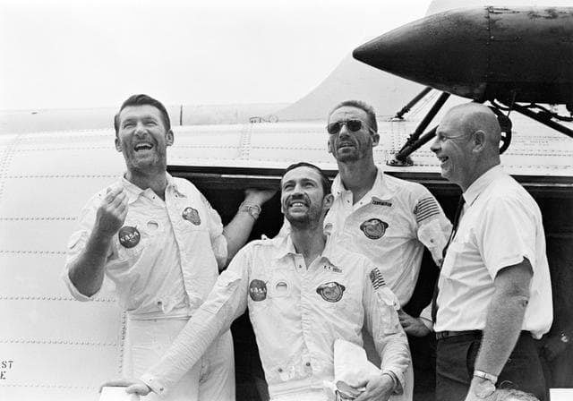 NASA image: Apollo 7 crew post-flight